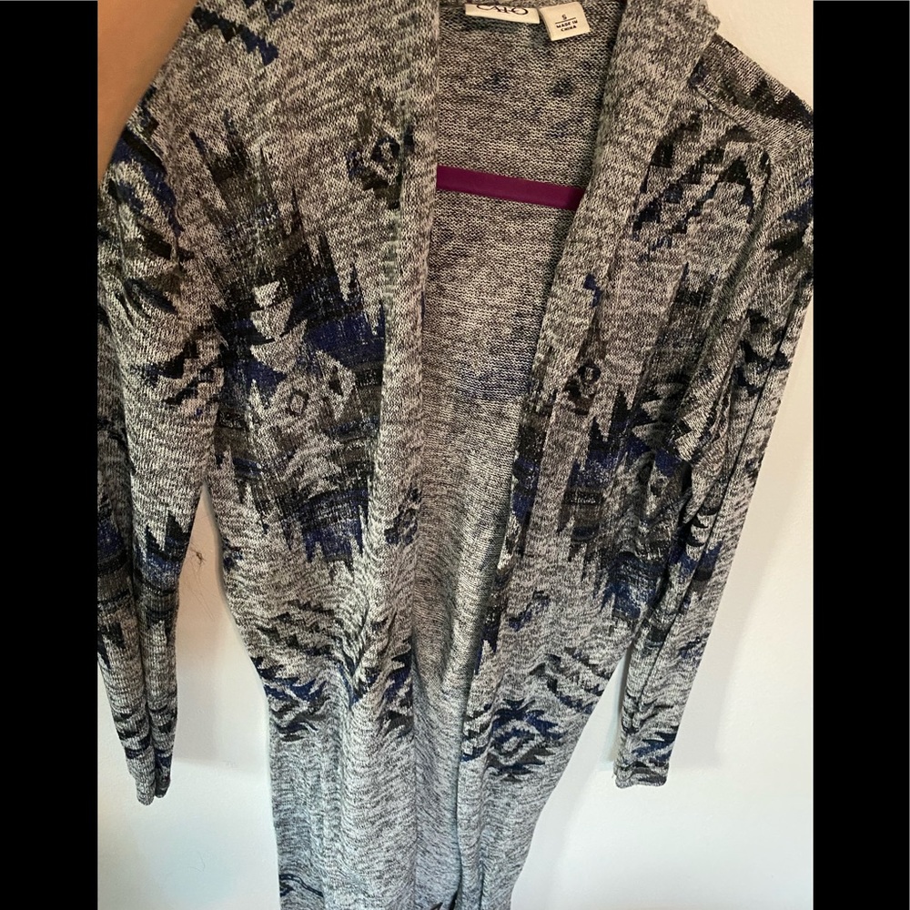 Long grey cardigan with hood